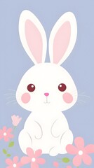 Adorable White Rabbit Amidst Spring Blossoms