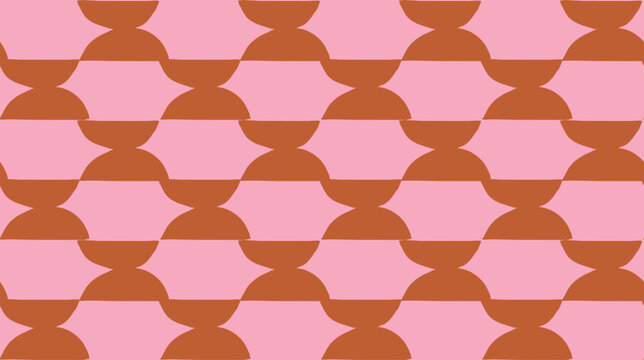 Abstract modern pink shapes seamless pattern. Boho hand drawn background