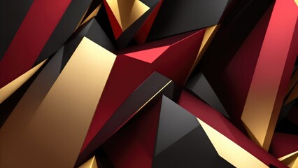 3D Abstract colorful Maroon, Black and gold wallpaper with sharp edges