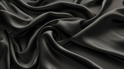 Obraz premium Elegant Black Fabric Draped Gracefully With Soft Folds and Shadows
