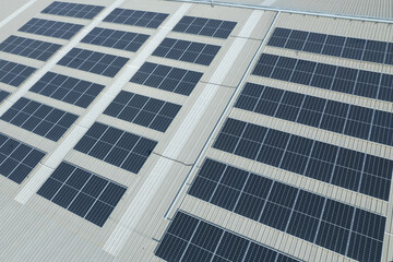 Solar panels from a factory rooftop