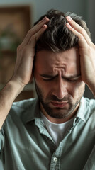 Mann/ Frau mit Kopfschmerzen, kopfschmerzen, migräne, schmerzen, kopf, frau, jung, körper, kopfschmerz, schaden, gesundheit, schmerz, isoliert, person, weiblich, stechen, schmertablette, arzt, hilfe