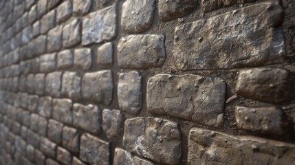 Close-Up View of a Textured Brick Wall in Dim Lighting