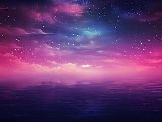 A black sky magenta background light water and stars
