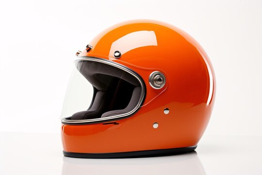 an orange motorcycle helmet