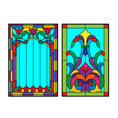 Gothic windows. Vintage frames. Church stained-glass windows - 762414157