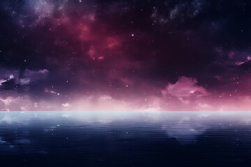 A black sky maroon background light water and stars