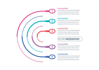 Infographic template for industry, business, energy, technology, science. colorful lines infographic template. five step briefing template. annual report, informational template for magazine
