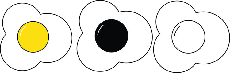 Fried egg isolated on white background. Fried egg flat icon. Fried egg closeup