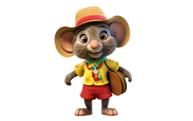 Rasta mouse Character missy Isolated on Transparent background.