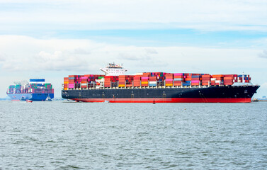 Container ships Cargo Logistics and transportation of Container Cargo ship and Cargo shipyard a logistic import export