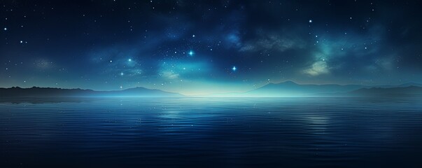 A black sky navy blue background light water and stars