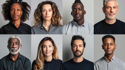 portraits of man and women of different ethnicities, colleagues or employees or random chosen people