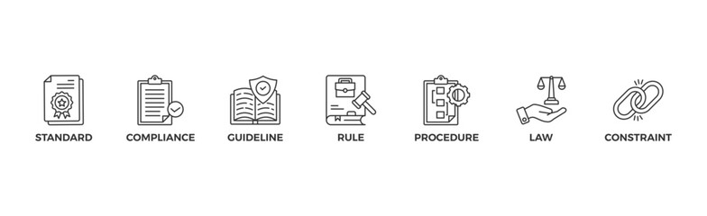 Regulation banner web icon vector illustration concept with icon of standard, compliance, guideline, rule, procedure, law and constraint	