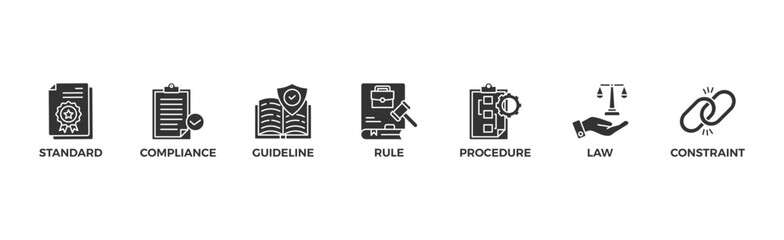 Regulation banner web icon vector illustration concept with icon of standard, compliance, guideline, rule, procedure, law and constraint	