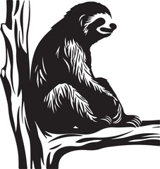 Sloth Silhouette Vector Illustration White Background