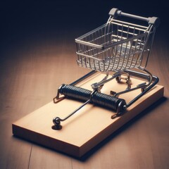 Shopping cart and trap - obrazy, fototapety, plakaty