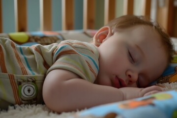 Baby naps quietly in soft lighting, showcasing the innocence and peace of childhood slumber
