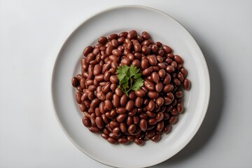 A plate of beans on white background
