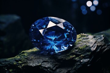 Captivating Sapphire blue stone. Luxury color. Generate Ai - obrazy, fototapety, plakaty