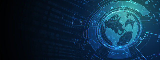 Abstract Artificial intelligence. Cloud computing. Machine learning. Technology web background. Virtual concept futuristic background