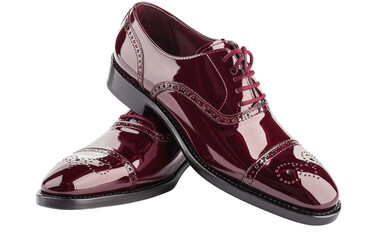 Patent leather oxford-Wine color Isolated on Transparent background.