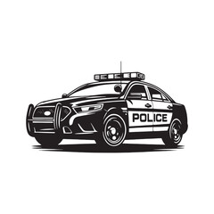 Sophisticated Police Car Illustration Extravaganza - Crafting Shadows that Echo the Authority of the Law - Minimallest Police Vector
