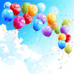 Colorful balloons soaring into the sky, creating a festive and celebratory vector logo.