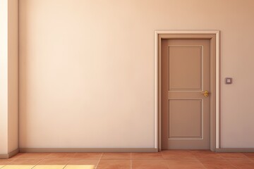 A white door next to a light burgundy wall