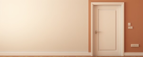 A white door next to a light burgundy wall