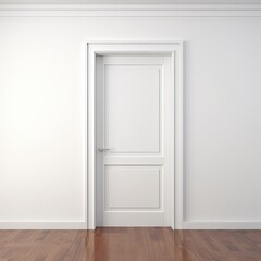A white door next to a light gray wall