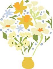 Spring flowers contemporary vector design usable for different purposes. Spring floral design in doodle style. Vector illustration.