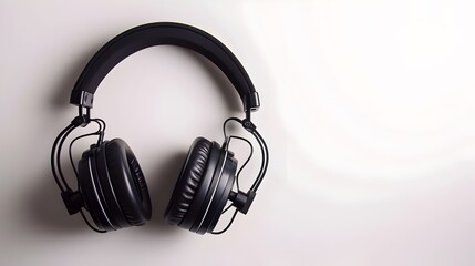 Fototapeta na wymiar Black Over-Ear Headphones on a Light Background