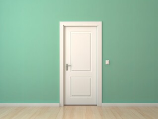 A white door next to a light green wall