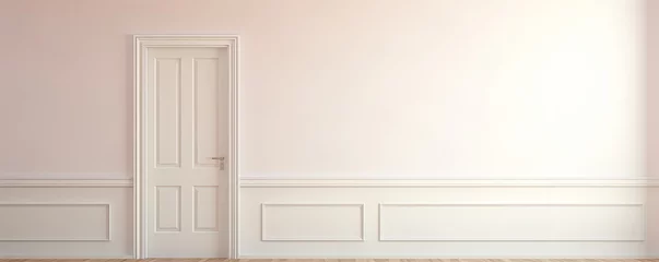 Foto op Canvas A white door next to a light ivory wall © Zickert