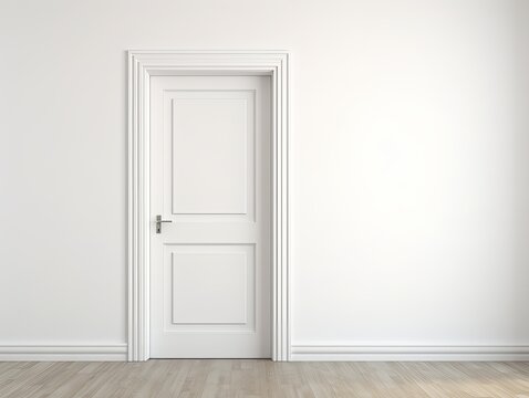 A white door next to a light ivory wall