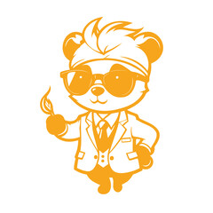 Orange and White Professor Mascot Illustration