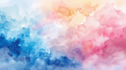 Fototapeta premium A colorful painting of a sky with blue, pink and orange clouds