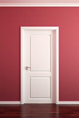 A white door next to a light maroon wall