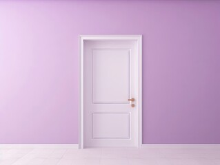 A white door next to a light mauve wall