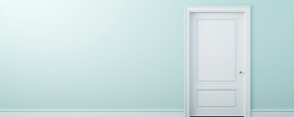 A white door next to a light mint wall