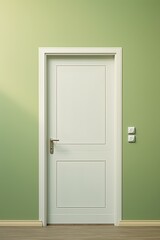 A white door next to a light olive wall