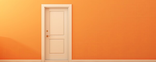 A white door next to a light orange wall
