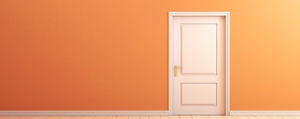 A white door next to a light orange wall