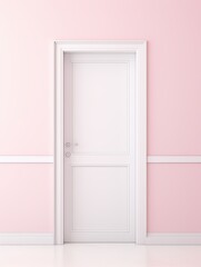 A white door next to a light pink wall