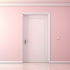 A white door next to a light pink wall