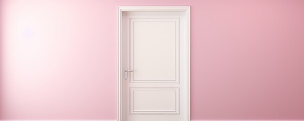A white door next to a light rose wall