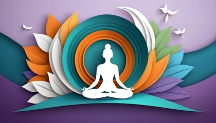 International day of yoga vector background in papercut style 