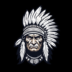 Indian head mascot, transparent background.