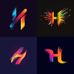 An HD-captured image of a sleek and minimalistic vector logo, highlighting the letter 'H' with a burst of lively colors.